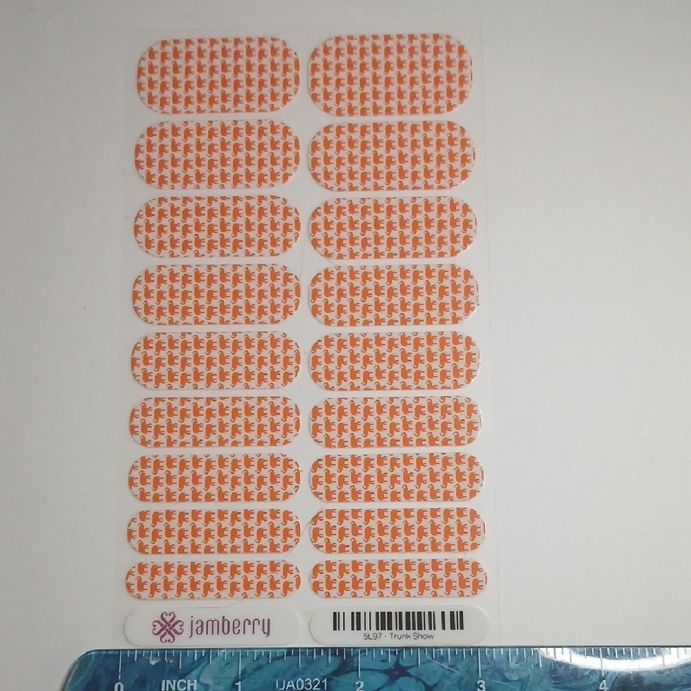 Jamberry Vibrant Orange Elephant Pattern Nail Wraps